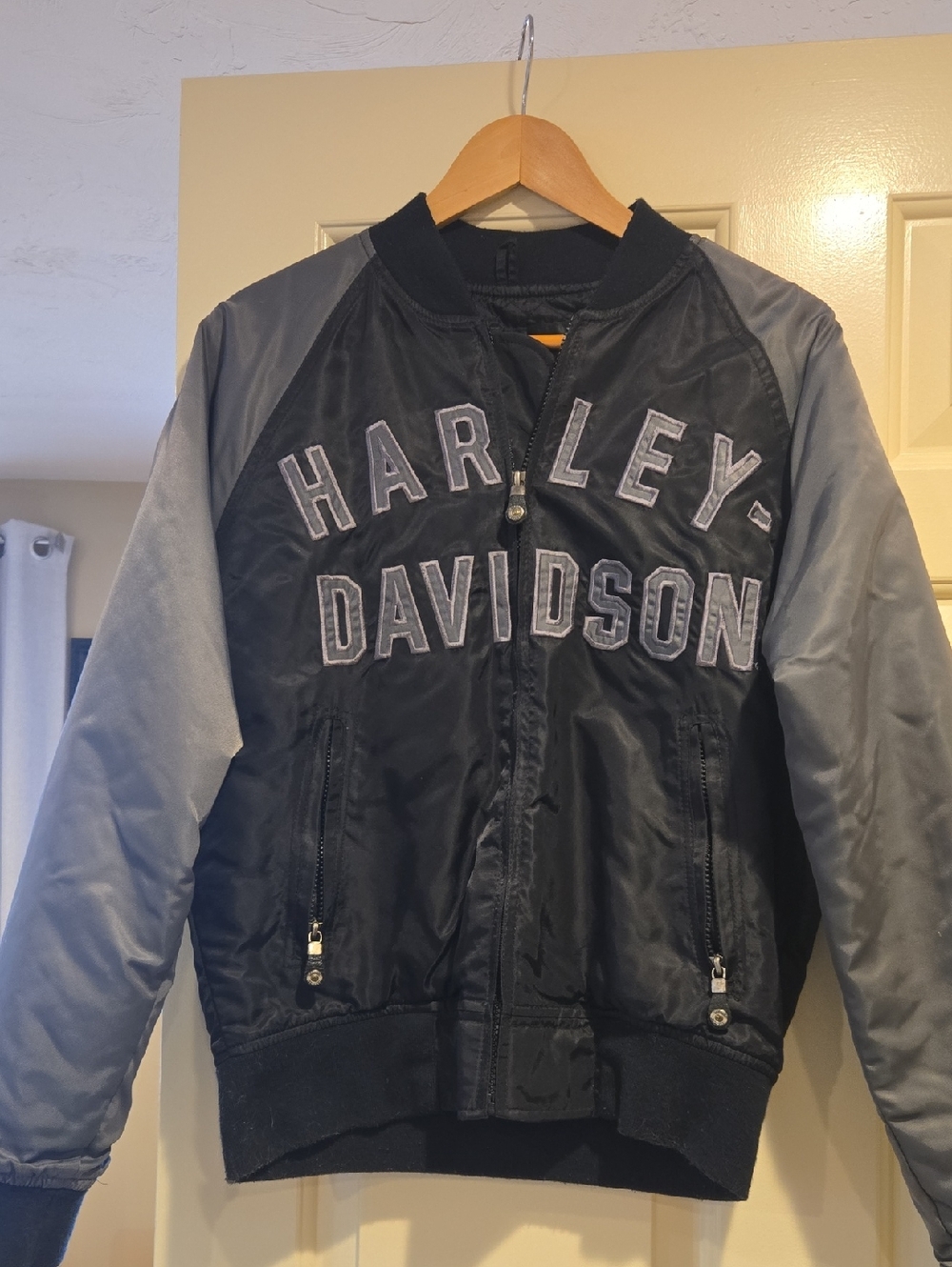 Harley-Davidson Black Bomber Jacket with Gray Sleeves